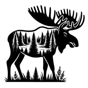 Treelined Wilderness Moose