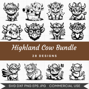 Highland Cow Bundle – 28 Instant Download Svg Images