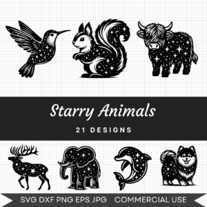Starry Animals Bundle – 21 Instant Download Svg Images