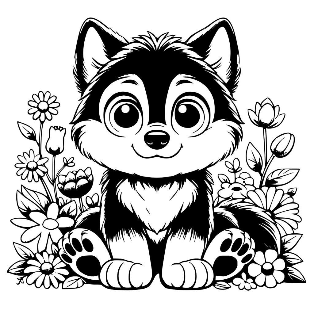 Flower Garden Wolf Design SVG PNG For Cricut Silhouette Users Flower garden wolf design svg png for cricut silhouette users