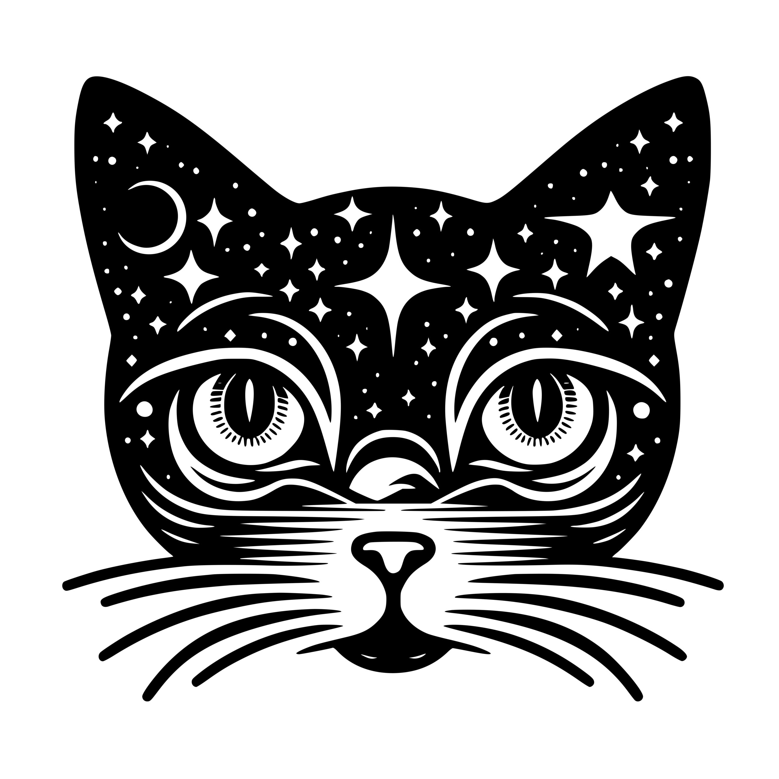 Celestial Cat Majesty SVG, PNG, DXF Files for Cricut & Laser