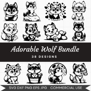 Adorable Wolves Bundle – 38 Instant Download Svg Images