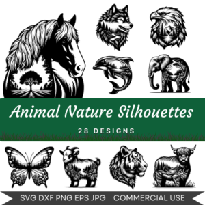 Animal Nature Silhouettes Bundle – 28 Instant Download Svg Images