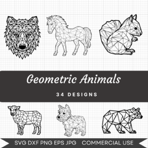 Geometric Animals Bundle – 34 Instant Download Svg Images