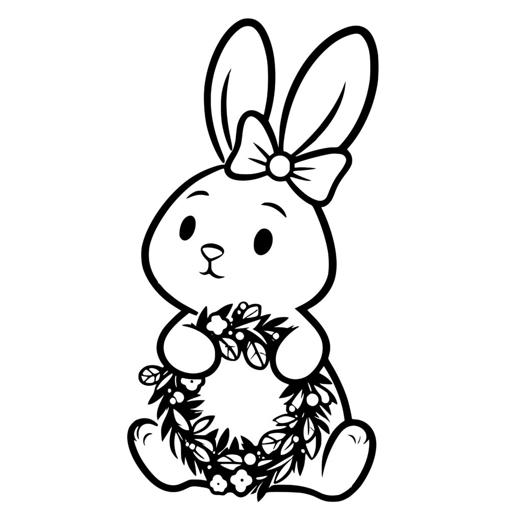 Flower Bunny Wreath SVG, PNG, DXF for Cricut & Silhouette