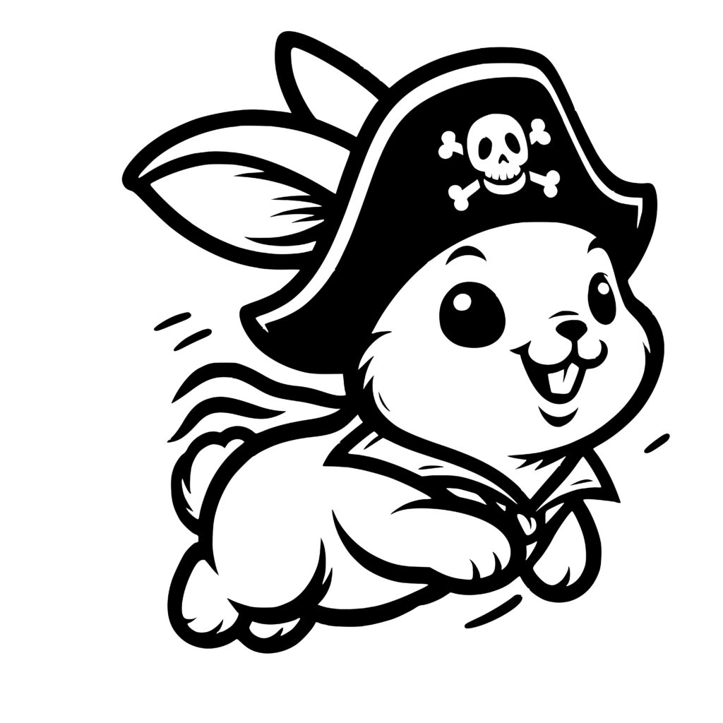 Hopping Pirate Bunny SVG File for Cricut, Laser, Silhouette, Cameo