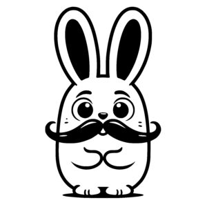 Whimsical Mustache Rabbit