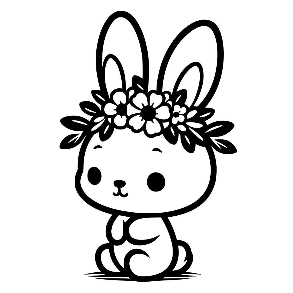 Wreath Crown Bunny SVG PNG Design for Cricut, Glowforge Users