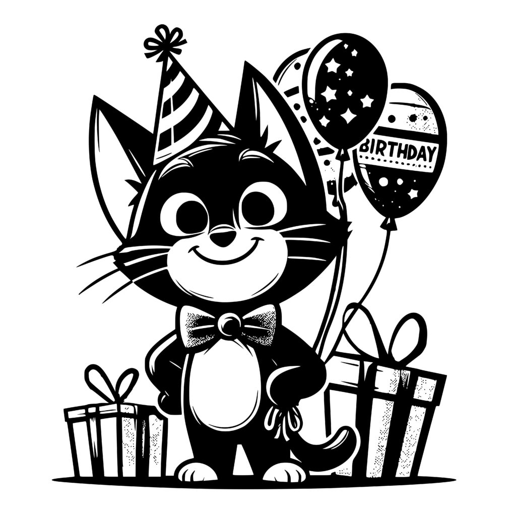 Happy Birthday Cat SVG Design – Cricut, Silhouette, Laser Files