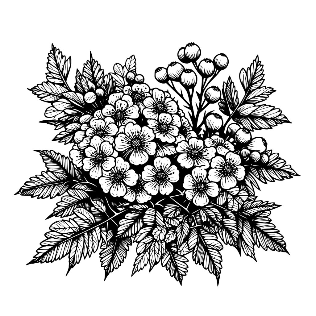 Hawthorn Flower Elegance Design - SVG, PNG, DXF Files