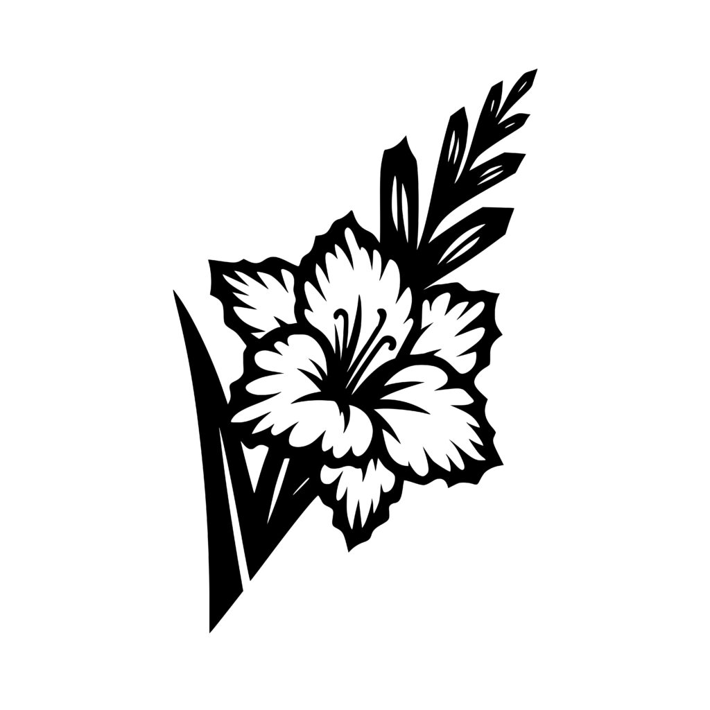 Simple Gladiolus Design: SVG PNG DXF for Cricut & Silhouette