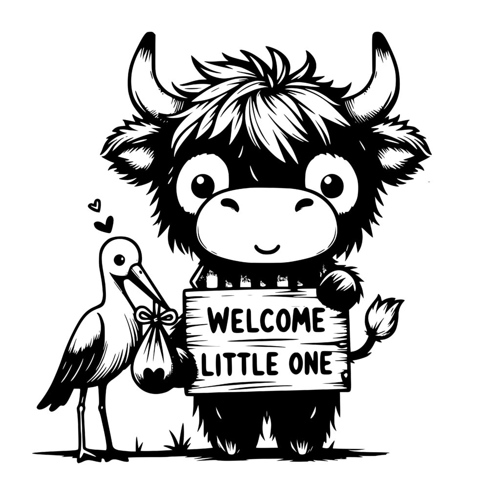 Welcome Little One Cow Design SVG for Cricut, Silhouette