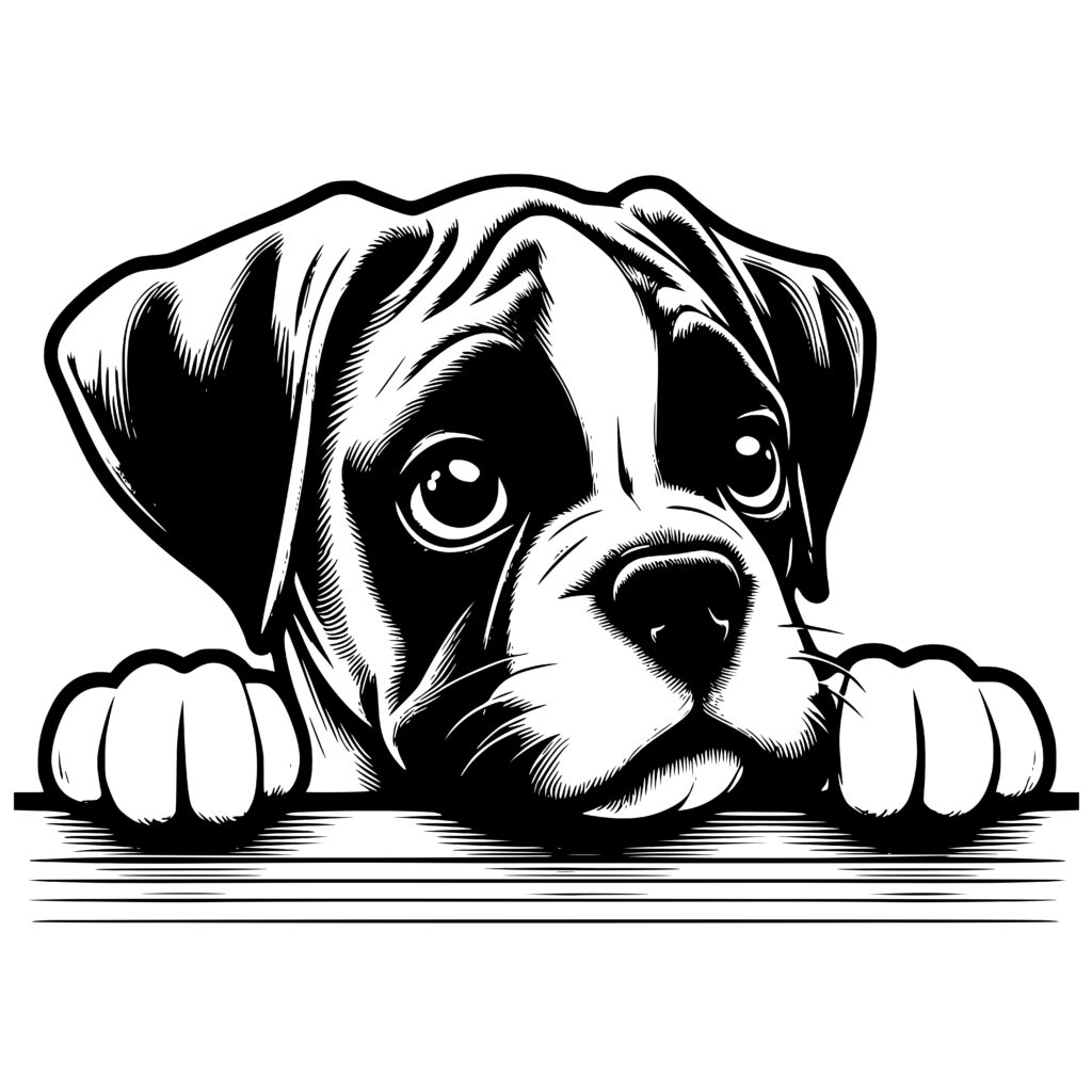 Inquisitive Boxer Doggy SVG PNG DXF - Cricut, Silhouette, Laser