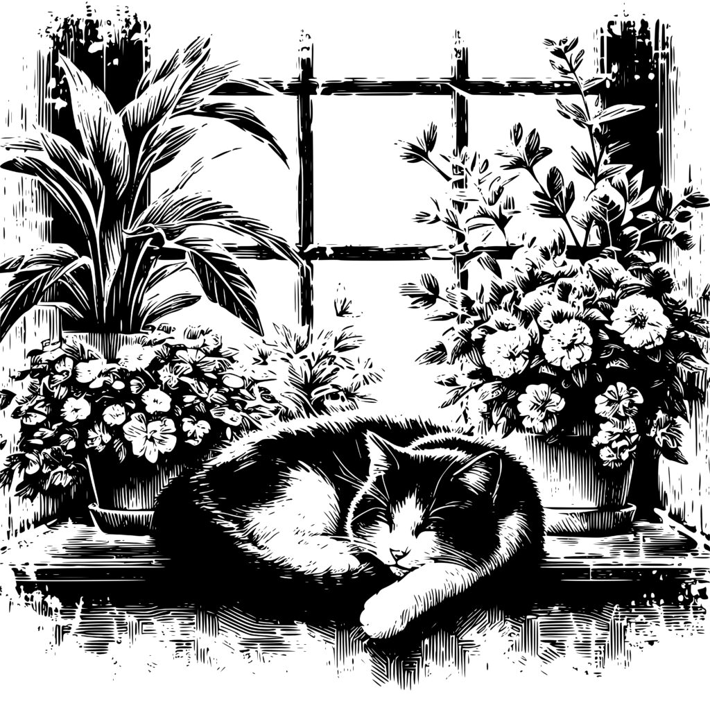 Foliage Cat Nap Design: SVG, PNG, DXF for Craft Machines