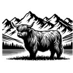 Mountain Grazing Highland Cow