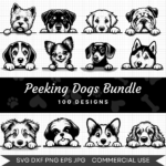 Peeking Dogs Bundle – 100 Instant Download Svg Images