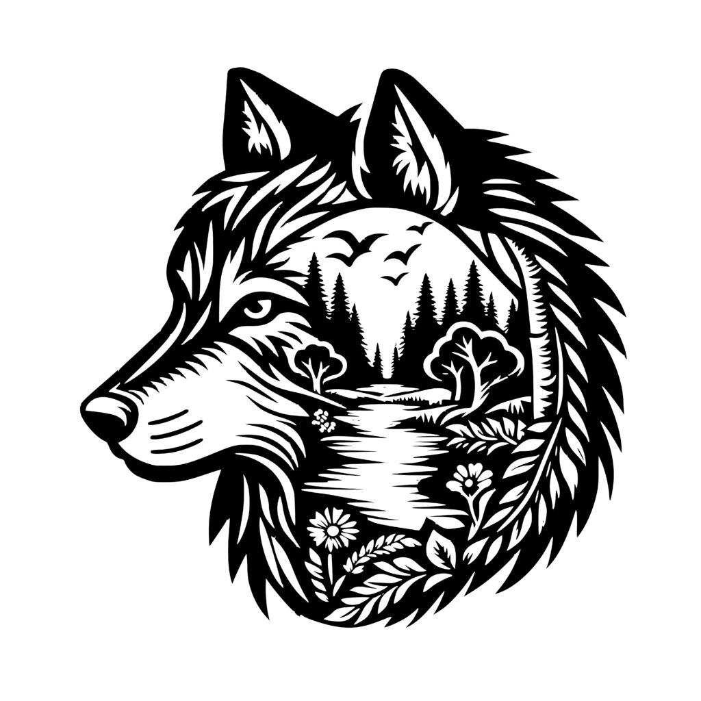 **Forest Heart Wolf SVG Design – Cricut, Silhouette, Laser Compatible