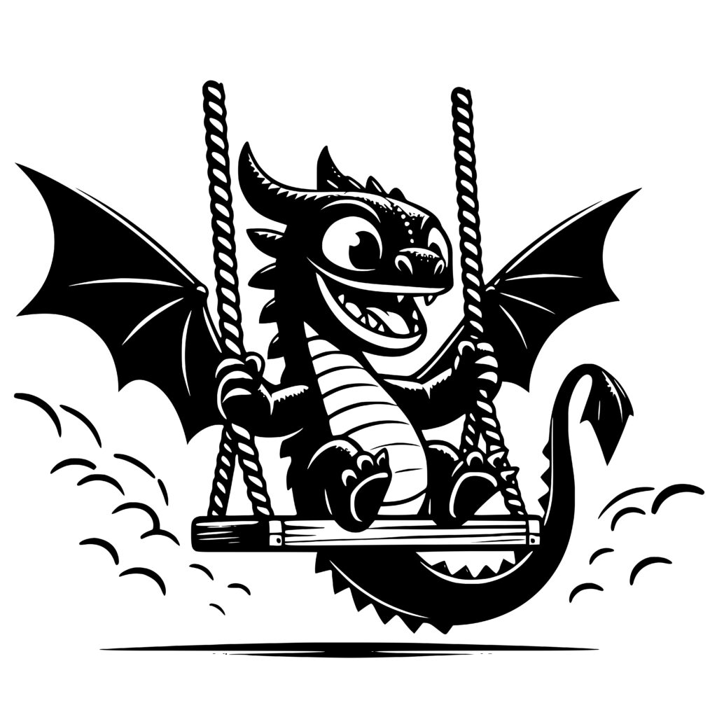 Playful Swinging Dragon Design | SVG, PNG, DXF for Cricut & More