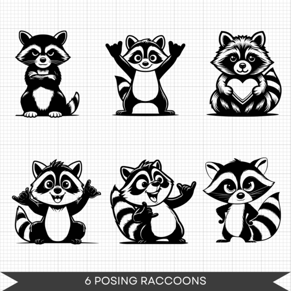 Raccoons Bundle – Posing Raccoons (2)