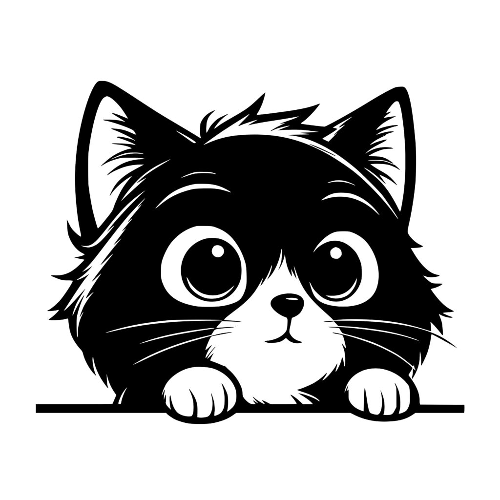 Inquisitive Kitty Glance Design - SVG, PNG for Cricut & Laser