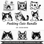 Peeking Cats Bundle – 25 Instant Download Svg Images