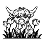 Tulip-hidden Highland Cow