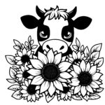 Dairy Cow Sunflower Peek