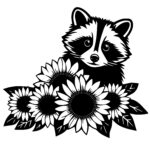 Sunflower Loving Raccoon