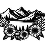 Sunflowers and Pine Peaks