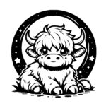 Starry Night Highland Cow