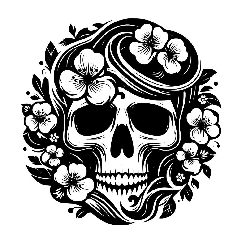 Blooming Flowers Skull SVG Design For Cricut Silhouette Laser Blooming flowers skull svg design for cricut silhouette laser
