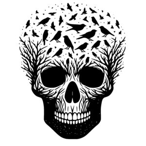 Birds Bursting from Skull