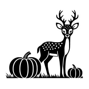 Fall Buck and Pumpkins