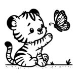 Tiger Cub’s Butterfly Friend