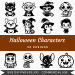 Cute Halloween Characters Bundle – 30 Instant Download Svg Images