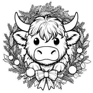 Wreath Peek Highland Cow