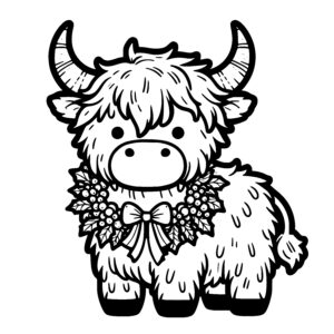 Wreath Wearing Highland Cow