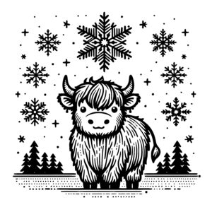 Snowy Forest Cow