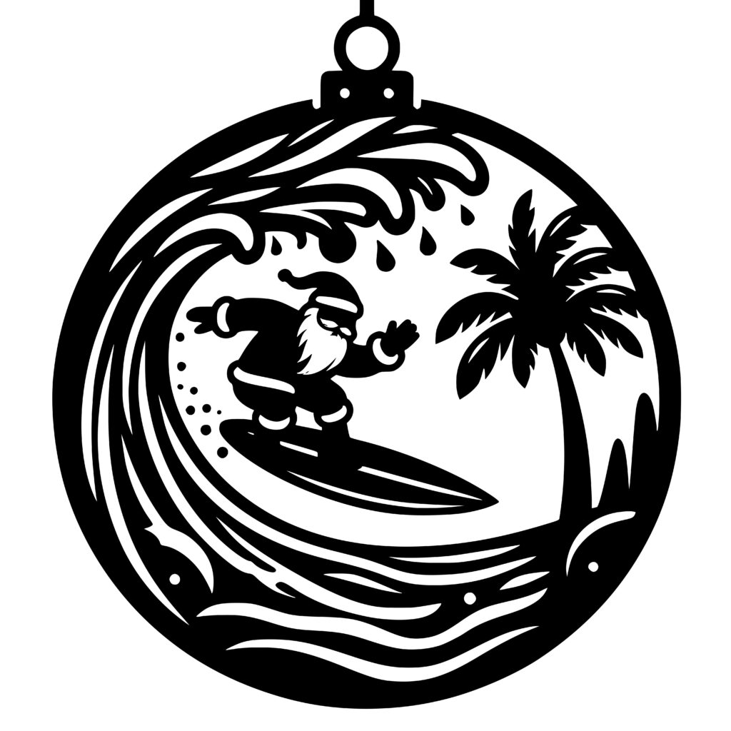Needlepoint Ornament - Surfing Santa main image 0