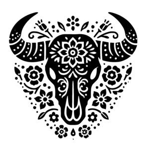 Floral Horned Skull