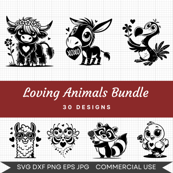 Loving Animals Bundle – 30 Designs