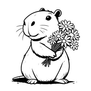 Guinea Pig with Flowers