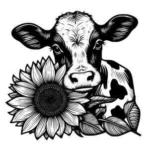 Calf and Sunflower Smile