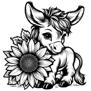 Curious Calf and Sunflower