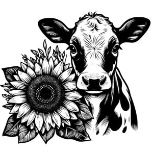 Cow and Sunflower Harmony