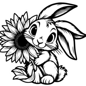 Sunny Bunny Hugging Flower