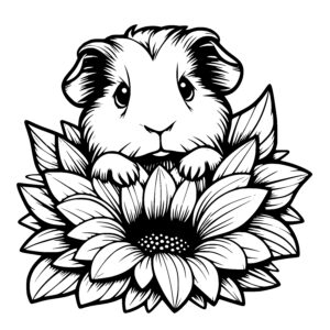 Guinea Pig in Sunflowers