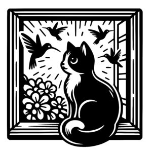 Curious Cat and Hummingbirds