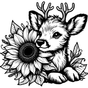 Deer and Sunflower Harmony