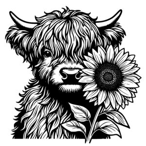 Highland Cow and Blossom